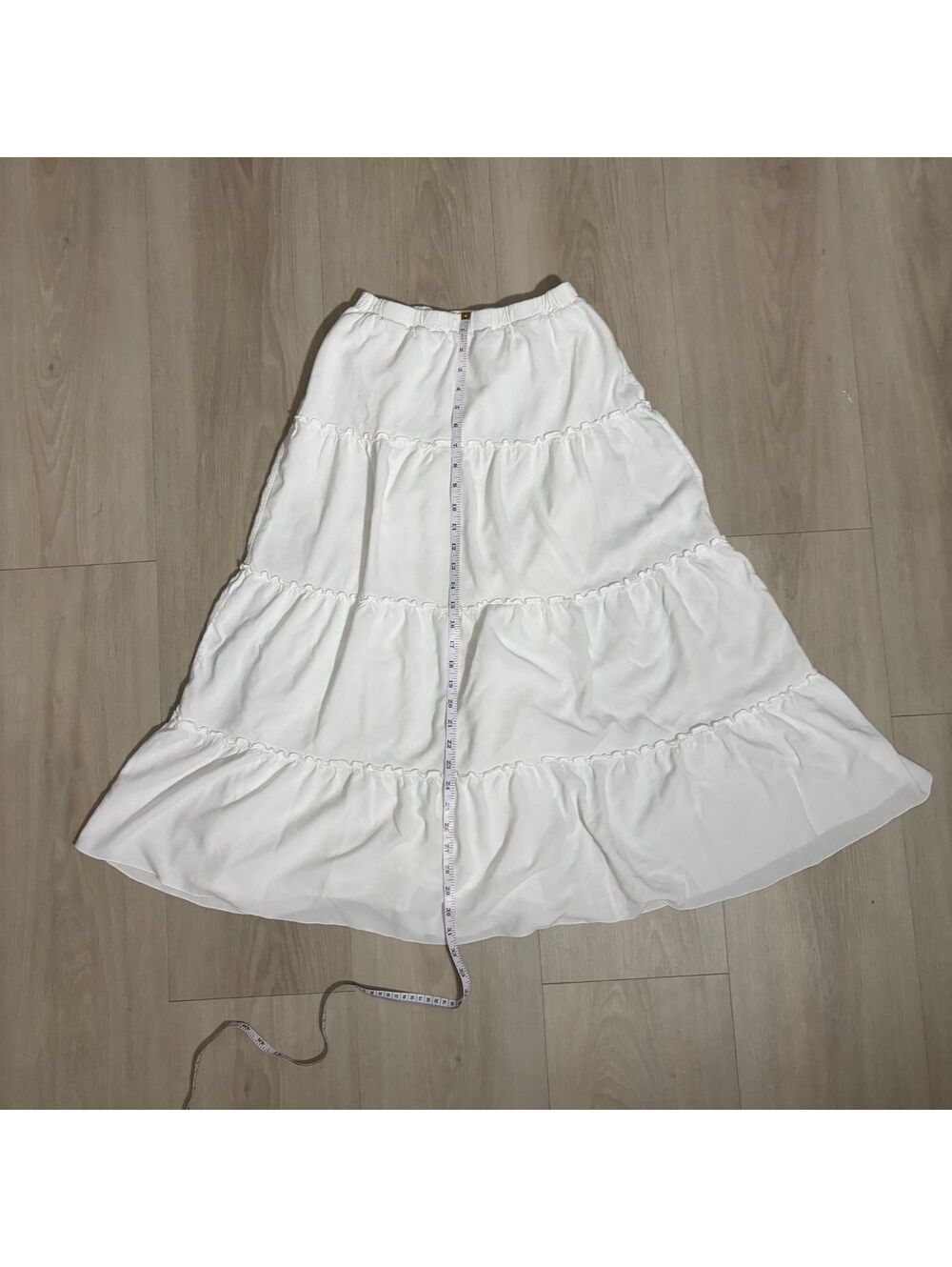 Brandy Melville White Tiered Maxi Skirt S Viscose Lined Boho Cottagecore Ruffle - Picture 4 of 7